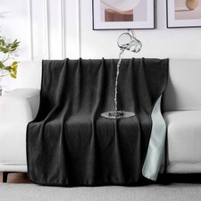 Reversible Waterproof Blanket for Bed Couch Sofa, 40"x60", Black/Grey
