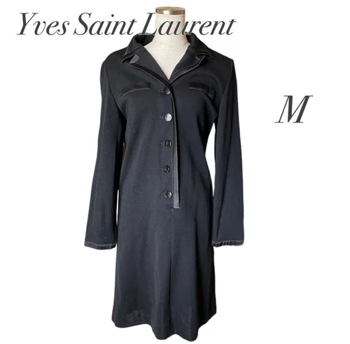 SAINT LAURENT (YSL) Bellissimo abito Yves Saint Laurent lana elegante con colletto manica lunga nero