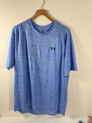 Men s Tech Under Armour 2.0 Short Sleeve Light Heather Blue Shirt Size XL New