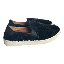 UGG Ricci Plush Slip-on Flat Sneaker Sz US 7.5 Fuzzy Black Plush