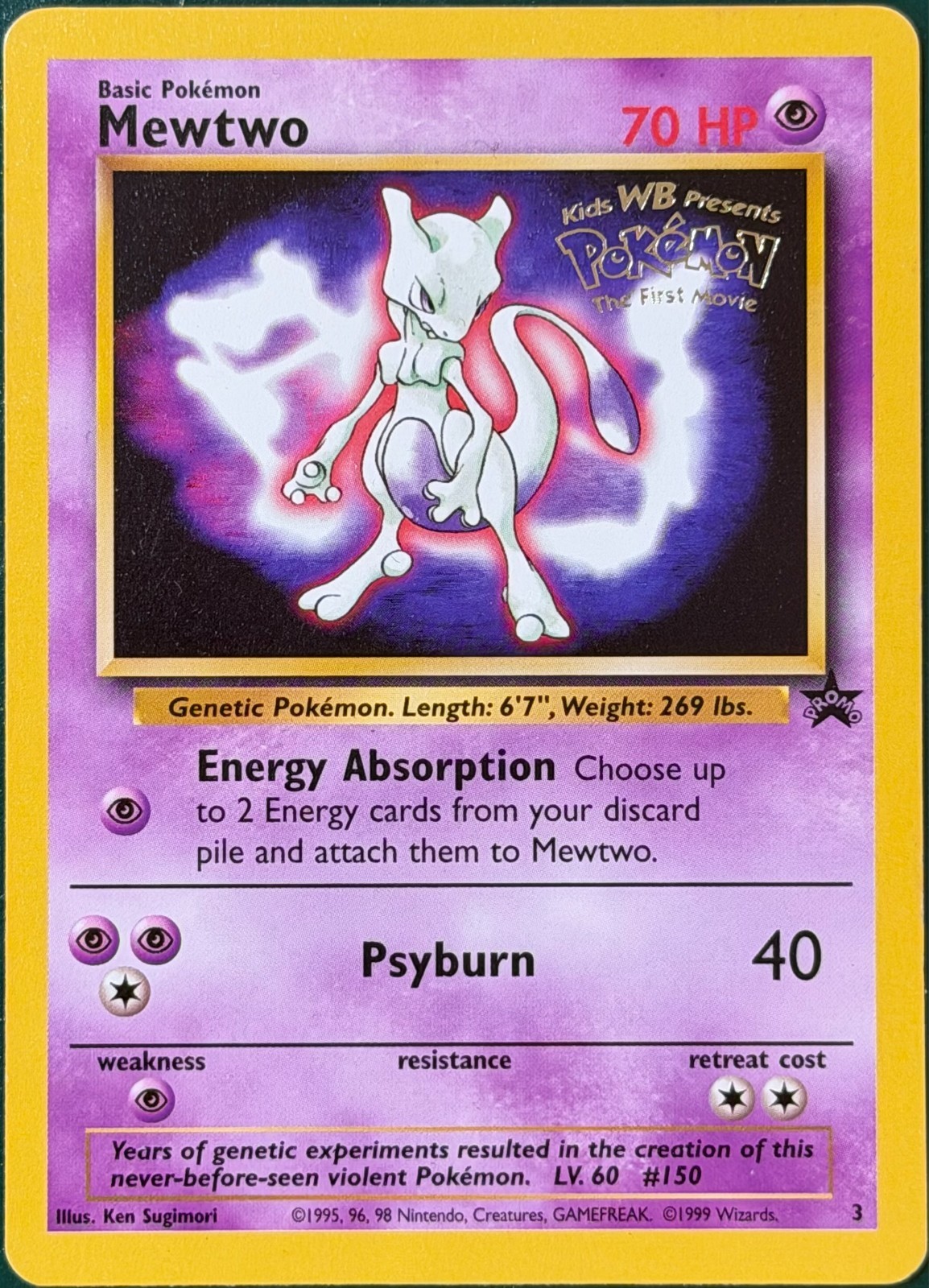 Pokemon Card - Mewtwo Wizards Black Star Promo WB Movie 3 Promo