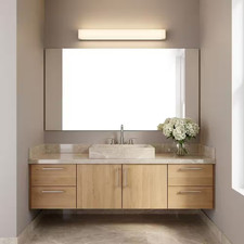 Panna 24 In. W X 3 In. H Chrome Modern Dimmable LED Bathroom Vanity Light with W
