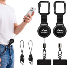 Anti-Theft Phone Tether, Black 2 Pack  Phone Lanyard Retractable Steel Line 