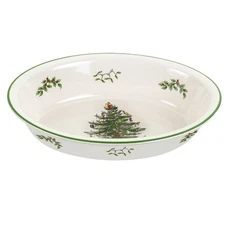 New Spode Christmas Tree Oval Rim Dish 12.5" x 8.75" Festive Deep Baking Pan for