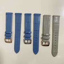 Gray Blue Replacement Strap For CHOPARD Watch 15 18mm Clasp Genuine Leather Band