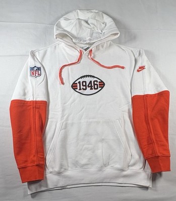 NWT Cleveland Browns Nike Throwback Logo Club Pullover Hoodie Mens White Size XL