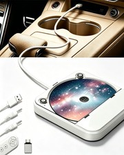 External CD Player USB Type-C AUX Anti Skip Remote White Compatible Car TV PC