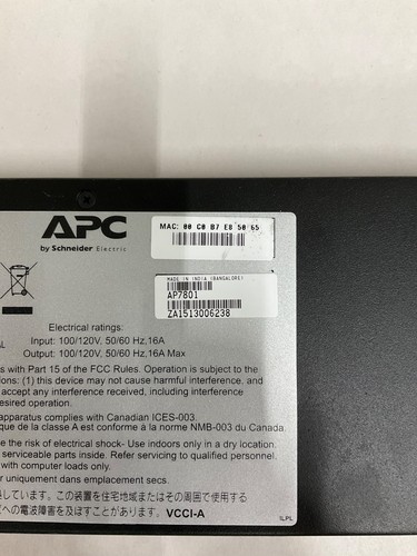 APC AP7801 Metered 1U Rack Power Distribution Unit 16A - Picture 3 of 5