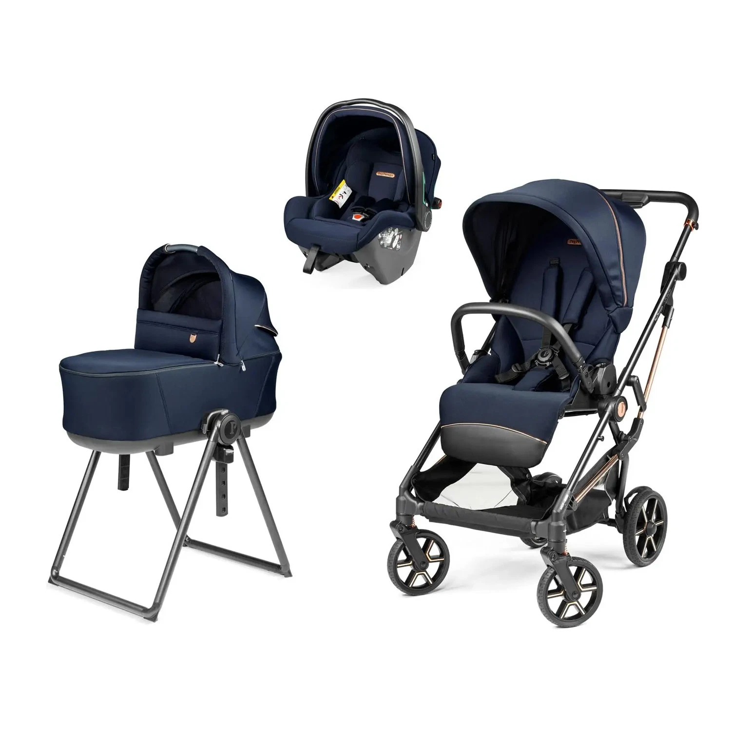 Peg Perego 3 in 1 Lively + Flex Crib + First Trip SLK BLUE SHINE