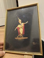 Old Vintage Siam Thai Thailand Dancer Painting Framed Signed
