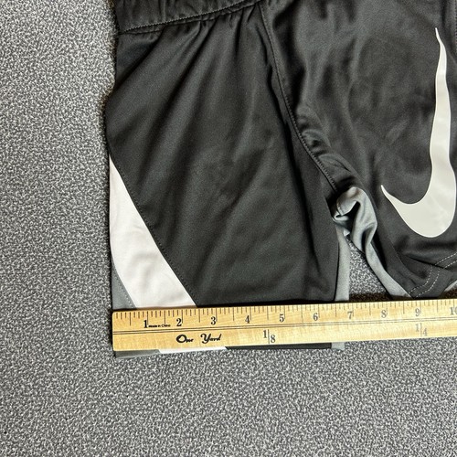 Nike Size 4 Boy's Shorts XS Dri-Fit Big Swoosh Black Grey Athletic- NEW! *008 - Picture 6 of 9
