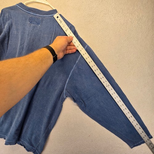 Vintage Abercrombie & Fitch Langarm Henley Hemd Herren XL Blau Waffel Strick Freizeit - Bild 9 von 10