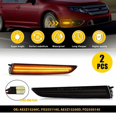2x Smoked Amber LED Fender Marker Lights FO2551145 For 2010-2012 Ford Fusion EOT