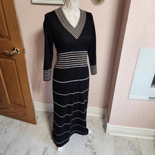 EUC vintage Wahls sweater dress black long maxi with gold and silver XS I50