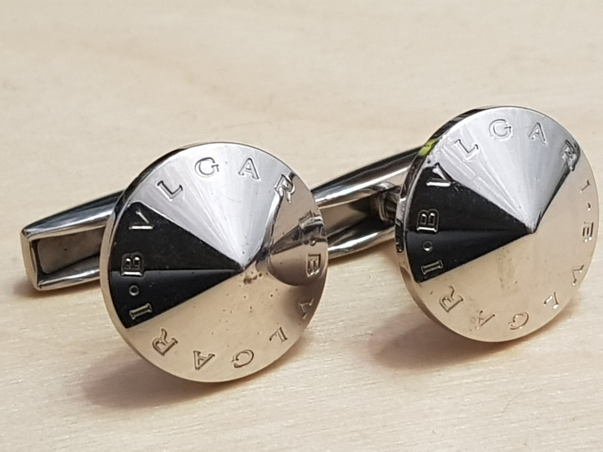 Pair of BVLGARI BULGARI Italy Hallmarked Sterling Silver Cufflinks