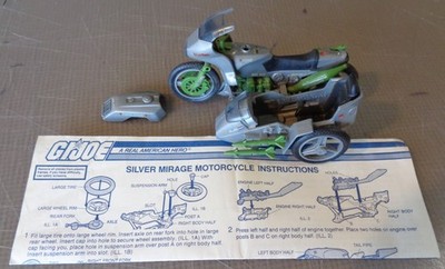 1985 Hasbro G I Joe Silver Mirage Motorcycle W/ Instructions! No Mortar - NICE!!
