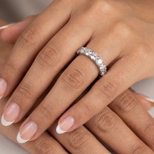 Classic Eternity Wedding Ring Solid 14K Gold 4.50 CT Round Natural Diamond H SI2