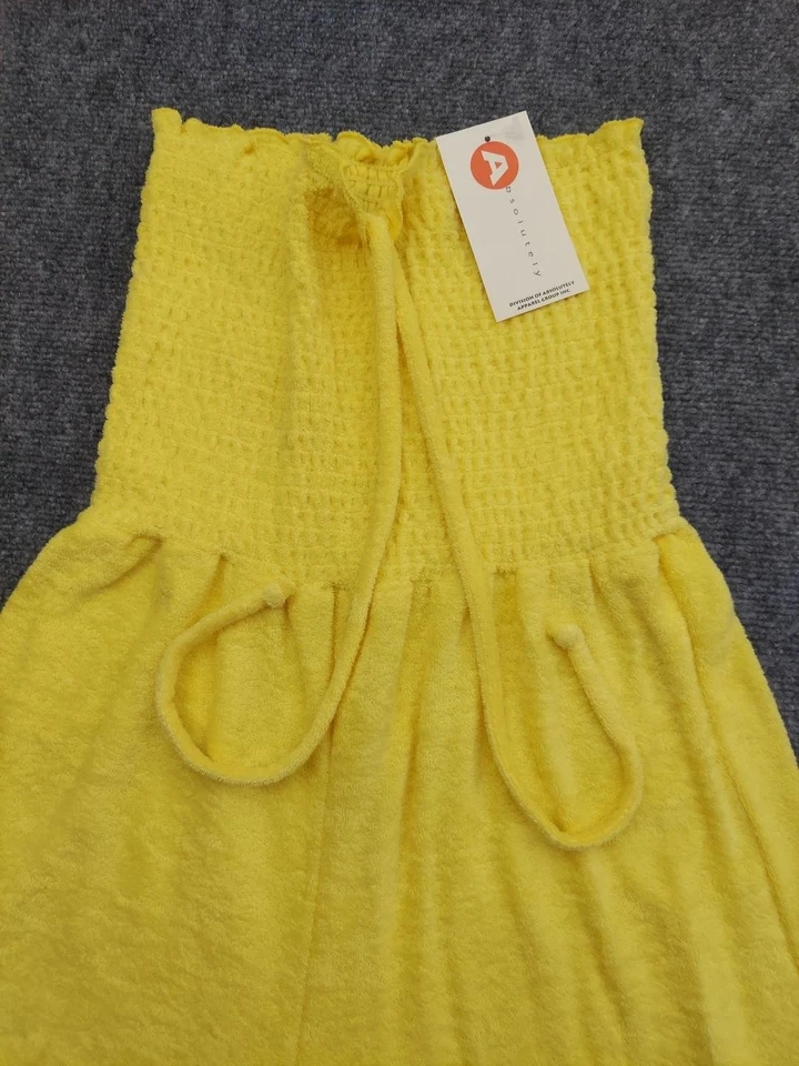 Absolutely Pantalones Mujer Grande Amarillo Terrycloth Cintura Alta Calado Pierna Ancha EE. UU. Foto 2 de 4