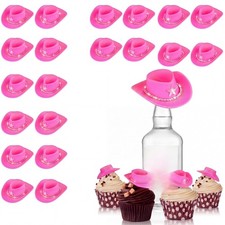 Silipull 20 Pcs Mini Pink Cowboy Hats with Rhinestones, Plastic Tiny Cowgirl ...