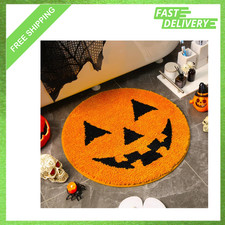 Halloween Bath Rug 24 Inch Fluffy Pumpkin Non Slip Floor Mat for Bathroom