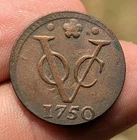 1750 Dutch Netherlands Colonial Voc Duit New York Penny Holland Coin_b444