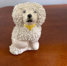 Staffordshire England White Confetti Poodle fig antique 