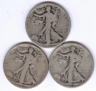 Lot of 3 - Walking Liberty Half Dollars + 1929-D, 1929-S, 1933-S + No Reserve!