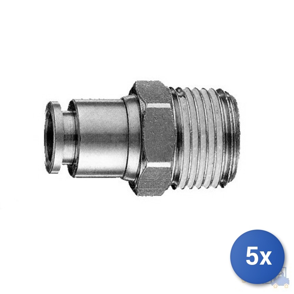 5x Raccordo Automatico Dritto Maschio 1/4" x 10mm | Innesto Rapido Professionale