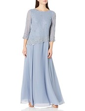 J Kara Women's Beaded Scallop Bodice Asymmetrical Gown