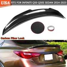 Rear Trunk Spoiler For 2014-2024 Infiniti Q50 Carbon Fiber Painted PSM Style ABS