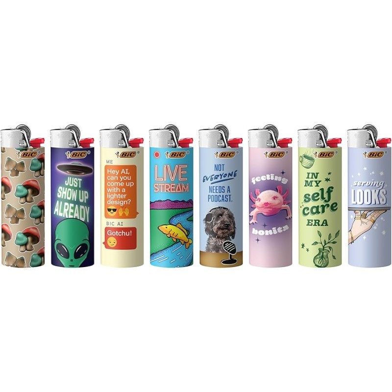 10x Bic Lighter Maxi Rotating Trends Series Design Bulk New Sealed Regular