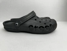 Crocs Baya Clog Adult Men’s 10 Women’s 12 Black Logo Pool Beach Slip On Comfort