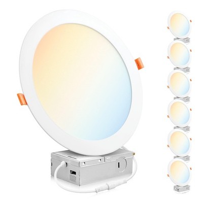 PARMIDA (6 Pack) 8 Inch Ultra-Thin LED Recessed Ceiling Light with Junction Box,