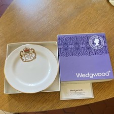 Wedgwood Assiette/soucoupe décorative monogramme ER porcelaine, boîte