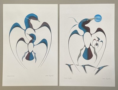 2 x Kartendrucke Generationen + Erstflug in Isaac Bignell Native Cree Kunst