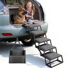 VEVOR Hundetreppe Auto Klappbar Hunderampe 5 Stufen 90kg Einstiegshilfe SUV LKW
