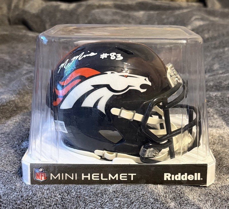 Riddell Denver Broncos Speed Mini Helmet Signed M. Mims #83 Football Original