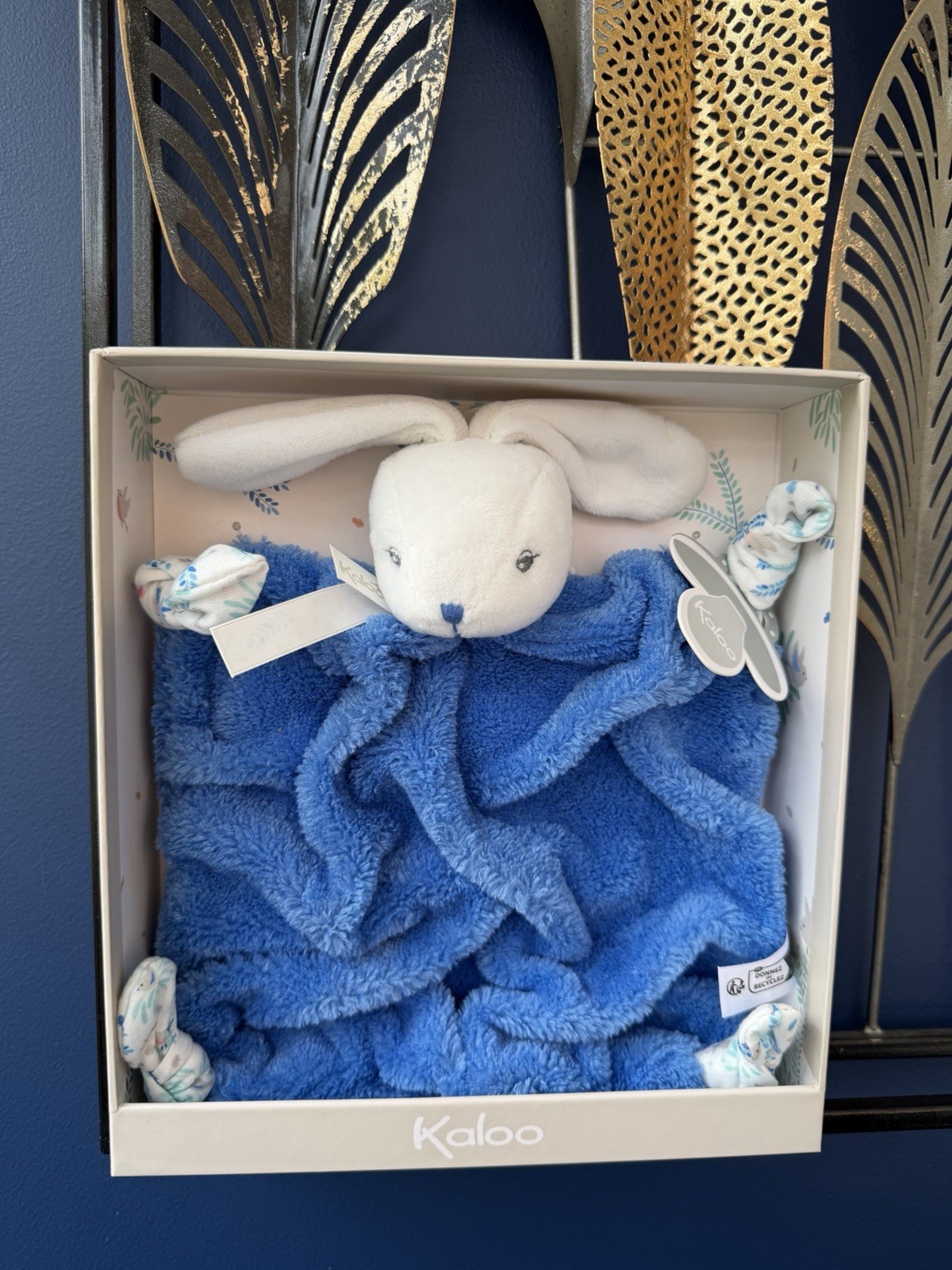 Kaloo Plume Ocean Blue Bunny Rabbit Lapin Comforter Soft Toy DouDou BNIB