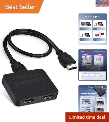 HDMI Splitter 4K@60Hz - Mirror 1 Input to 2 Outputs for Home Use
