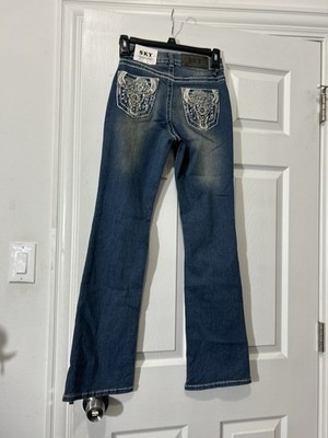Sky  Premium Collection Super Soft Bootcut Embellished Embroidered Jeans 1/2