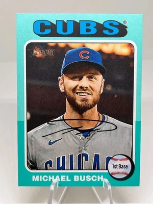 Michael Busch 2024 Topps Heritage High Aqua Border Card #537 Cubs - Image 1 of 2
