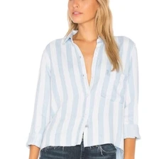 Rails Bishop Striped Button-front Cutoff Top Bar Harbor Tencel Sz XS