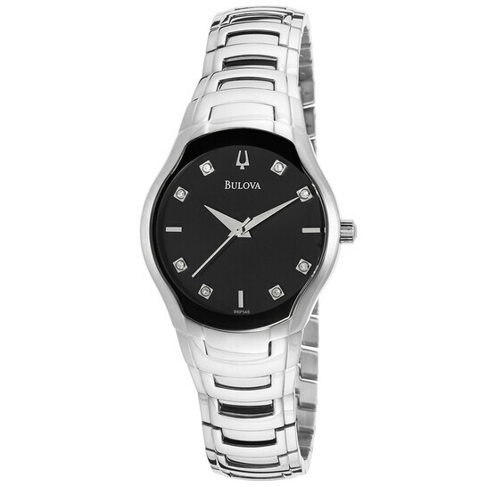 Bulova Women’s Quartz Watch 96p146 diamond black | stainless steel BULOVA Diamond Black Dial Stainless Steel Quartz 28mm Women  main image 2