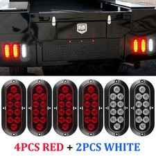 6 10led Oval Stop Turn Tail Backup Reverse Truck Trailer Lights 4 Red 2 White 6 10led Oval Stop Turn Tail Backup Reverse Truck Trailer Lights 4 Red 2 White