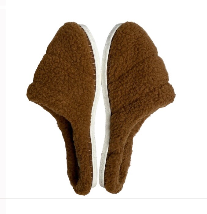 SeaVees Seachange Vegan Fleece Slippers Slide Brown Teddy  display picture 1
