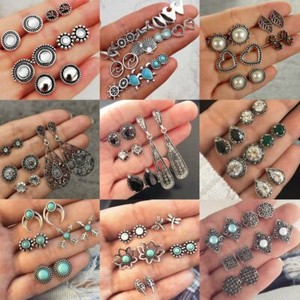 12Pairs-Retro-Women-Ear-Clip-Boho-Hoop-Bohemia-Earrings-Set-Cuff-Stud-Crystal