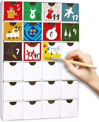 DIY Adventskalender 24 Schubladen Blanko Rohling Pappe Weiß 32 cm selber machen