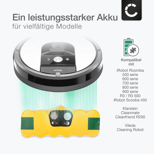 Akku für 14.4V 2800mAh iRobot Roomba 581 Roomba 53601 Roomba 875 Roomba 779 - Bild 3 von 7