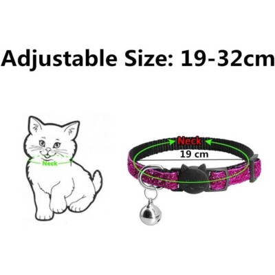 Collier Chat CAMAL Breakaway Cat Collar With Glitter Paw Tag - Adjustable Kitten Collar With Bell In Purple Cat Collar Breakaway - Foto 5