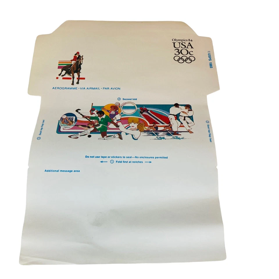 USPS 1984 US AEROGRAMME 30c Cover Olympics, Equestrian, Air Mail C4 Unused - Image 2 of 4